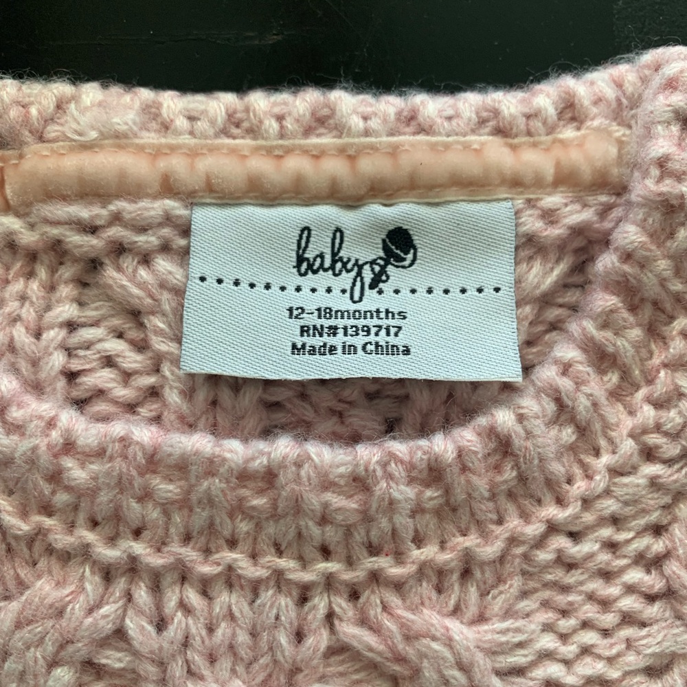 New Pink Short sleeve sweater 12-18months